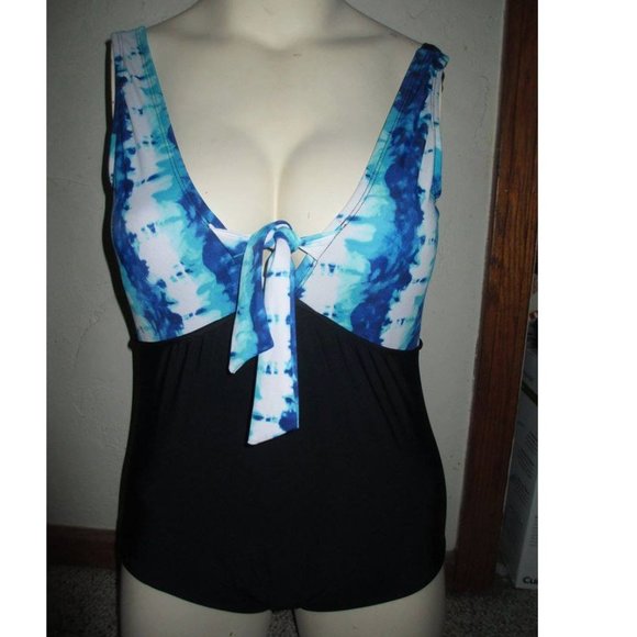 Plus Size 26W 2x/3x Womens One Piece Swimsuit Tie Dye New Swim - Picture 1 of 2